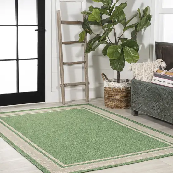 Green And Cream Indoor Outdoor Area Rug Photo 8