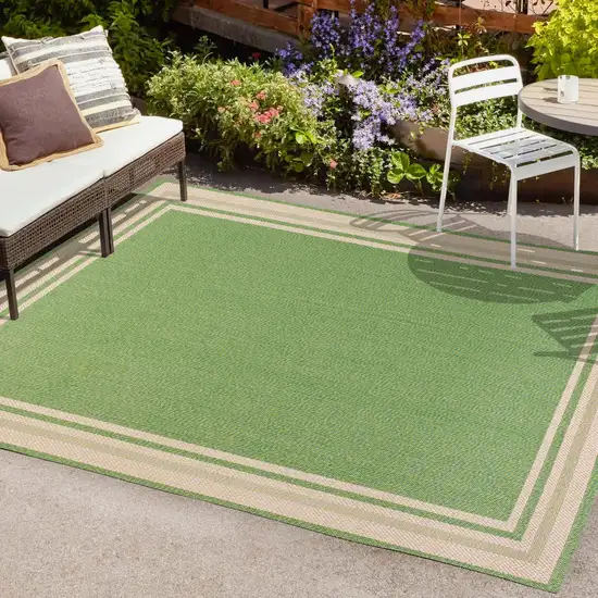 Green And Cream Indoor Outdoor Area Rug Photo 9