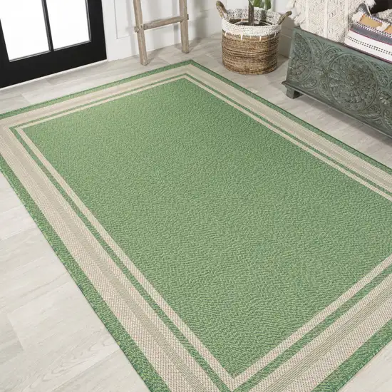 Green And Cream Indoor Outdoor Area Rug Photo 7