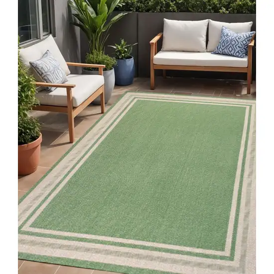 Green And Cream Indoor Outdoor Area Rug Photo 1