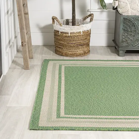 Green And Cream Indoor Outdoor Area Rug Photo 6