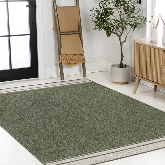 Green And Cream Indoor Outdoor Area Rug Photo 8