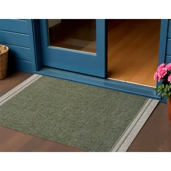 Green And Cream Indoor Outdoor Area Rug Photo 1