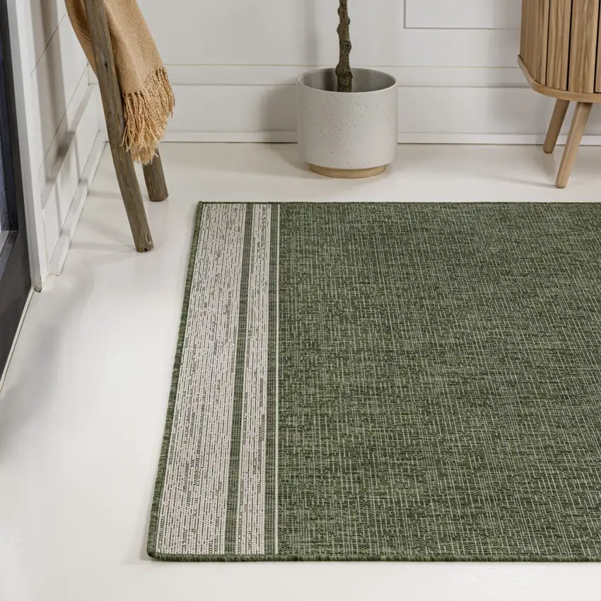 Green And Cream Indoor Outdoor Area Rug Photo 6