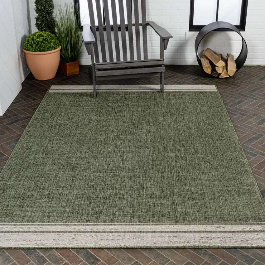 Green And Cream Indoor Outdoor Area Rug Photo 9