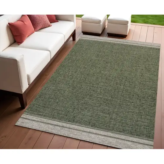 Green And Cream Indoor Outdoor Area Rug Photo 1