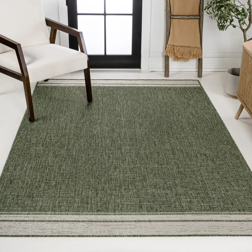 Green And Cream Indoor Outdoor Area Rug Photo 3