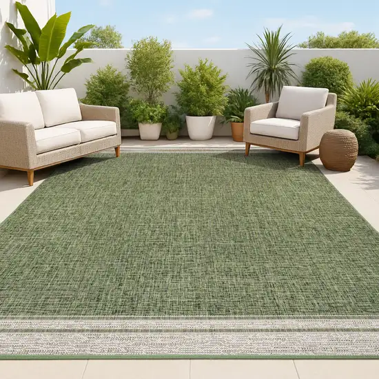 Green And Cream Indoor Outdoor Area Rug Photo 4