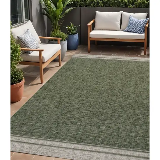 Green And Cream Indoor Outdoor Area Rug Photo 1