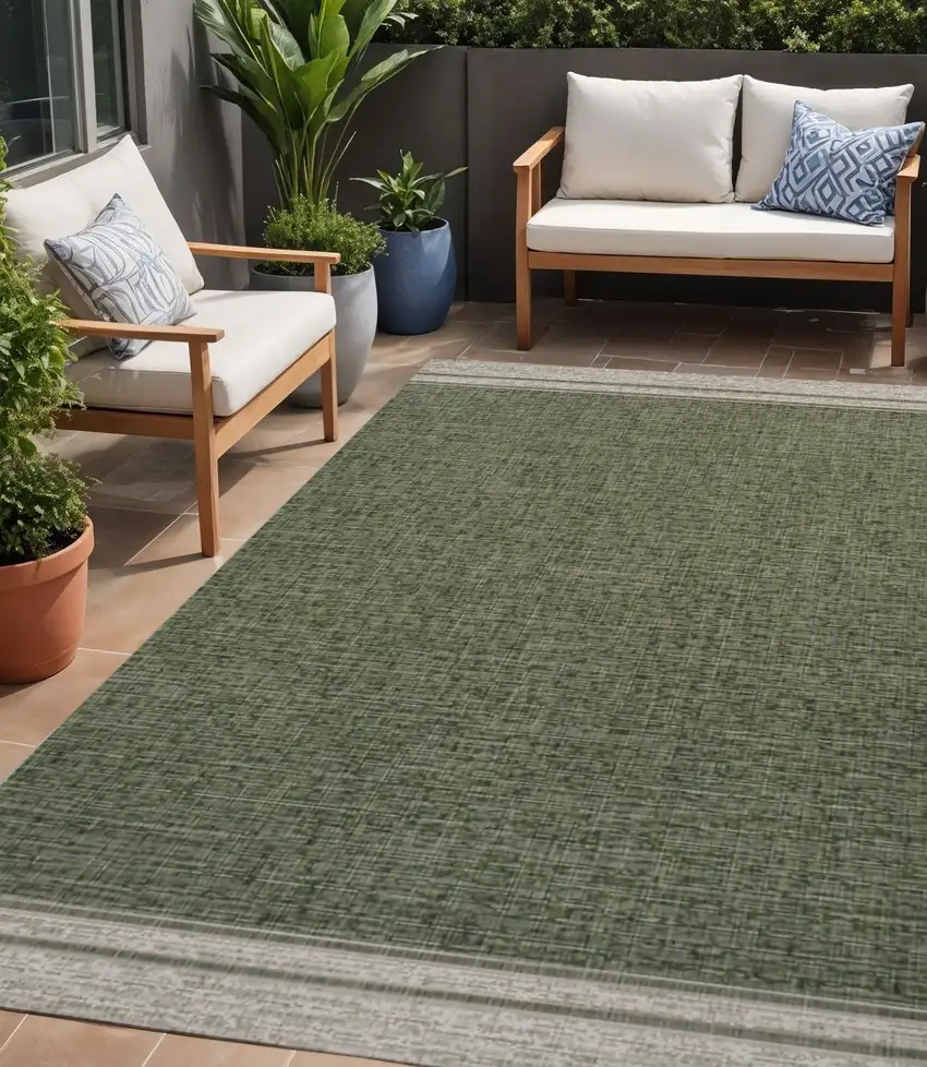 Green And Cream Indoor Outdoor Area Rug Photo 1