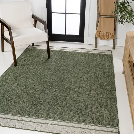 Green And Cream Indoor Outdoor Area Rug Photo 5