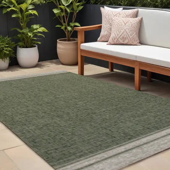 Green And Cream Indoor Outdoor Area Rug Photo 1