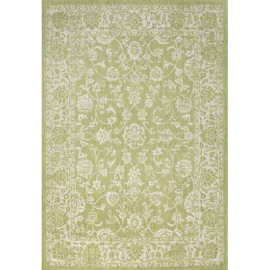 Green And Cream Medallion Indoor Outdoor Area Rug Photo 3