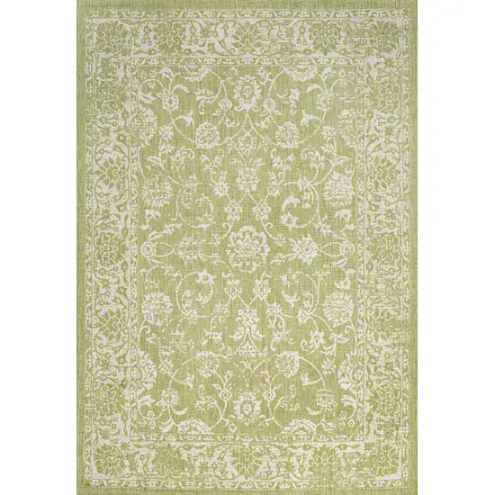 Green And Cream Medallion Indoor Outdoor Area Rug Photo 1