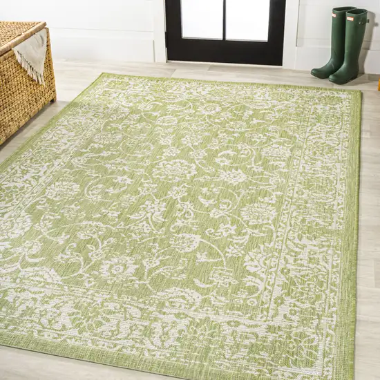 Green And Cream Medallion Indoor Outdoor Area Rug Photo 5