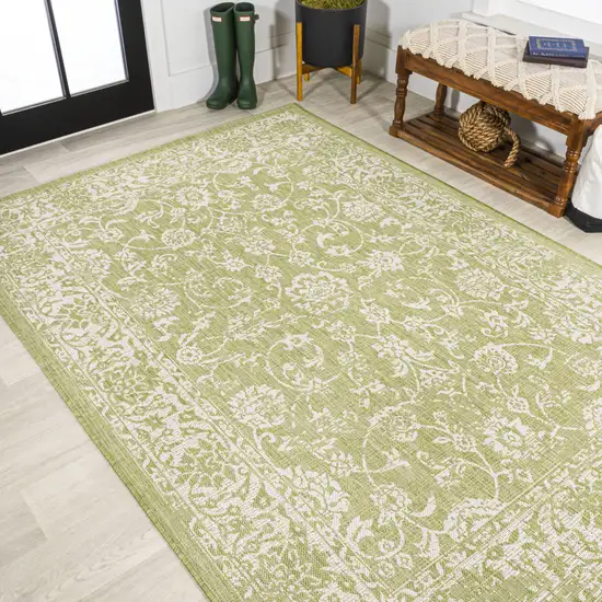 Green And Cream Medallion Indoor Outdoor Area Rug Photo 7