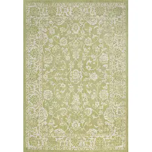 Photo of Green And Cream Medallion Indoor Outdoor Area Rug