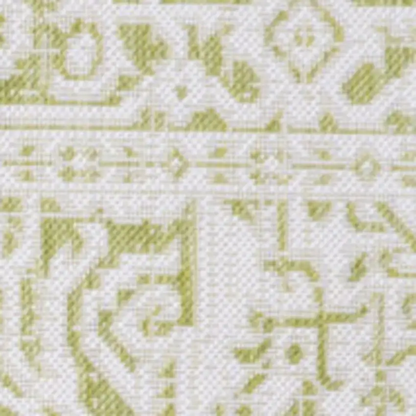Green And Cream Medallion Indoor Outdoor Area Rug Photo 2
