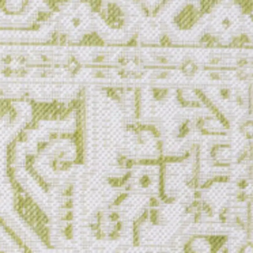 Green And Cream Medallion Indoor Outdoor Area Rug Photo 2