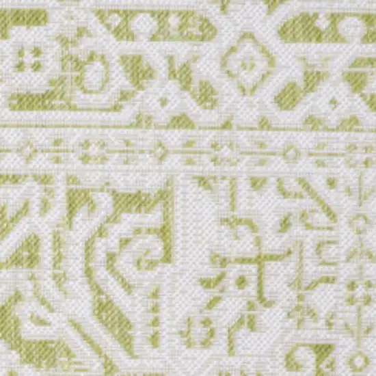 Green And Cream Medallion Indoor Outdoor Area Rug Photo 3