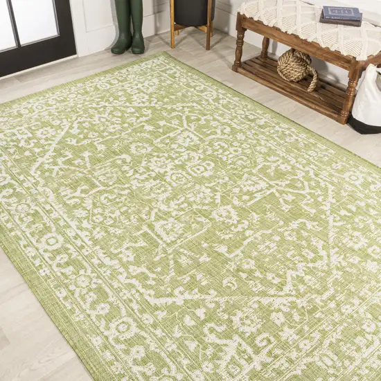 Green And Cream Medallion Indoor Outdoor Area Rug Photo 7