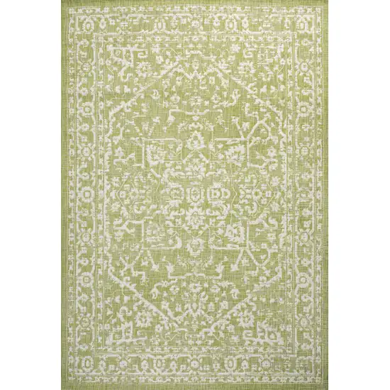 Green And Cream Medallion Indoor Outdoor Area Rug Photo 3