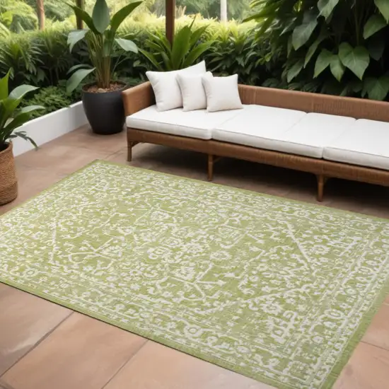Green And Cream Medallion Indoor Outdoor Area Rug Photo 1