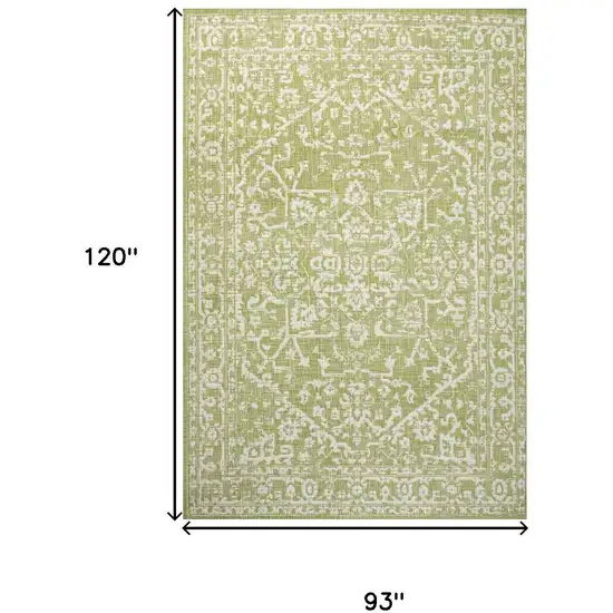 Green And Cream Medallion Indoor Outdoor Area Rug Photo 3