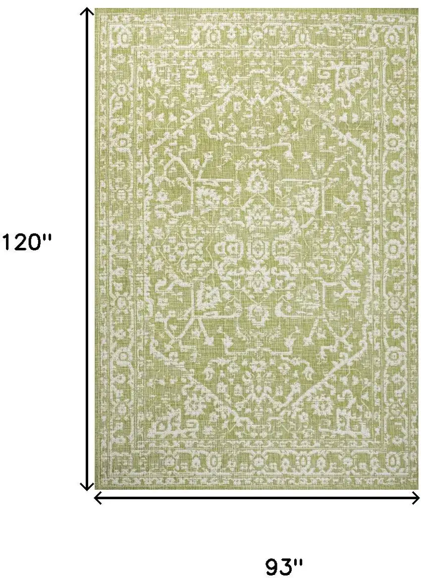 Green And Cream Medallion Indoor Outdoor Area Rug Photo 3