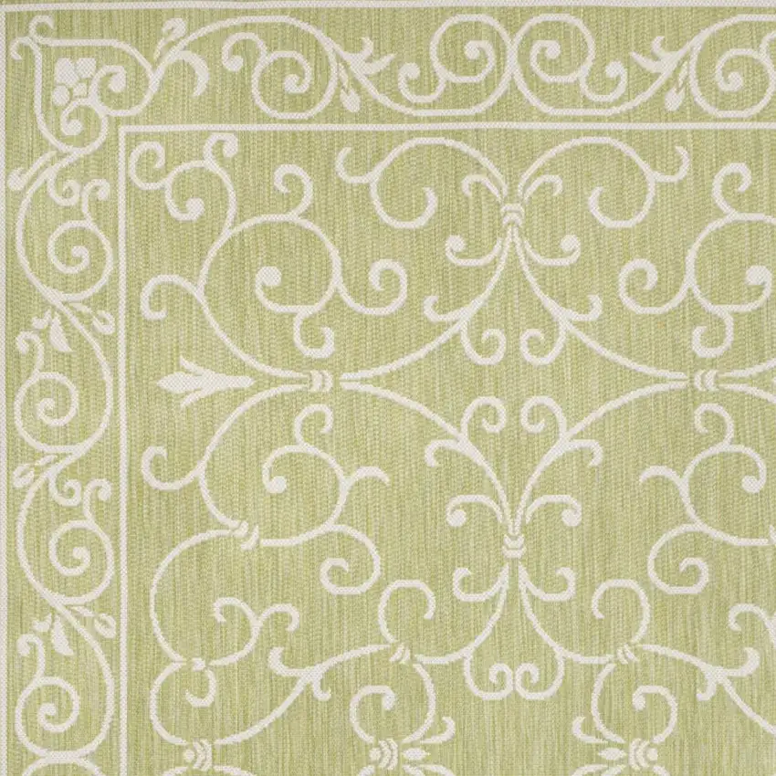 Green And Cream Medallion Indoor Outdoor Area Rug Photo 2