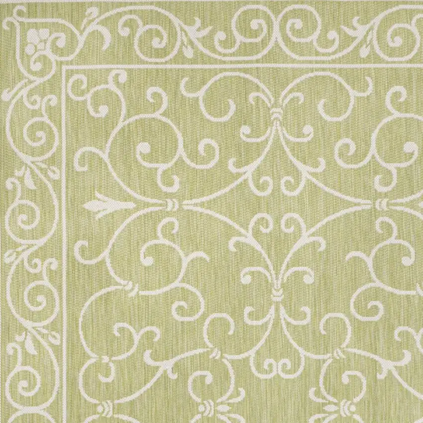 Green And Cream Medallion Indoor Outdoor Area Rug Photo 2