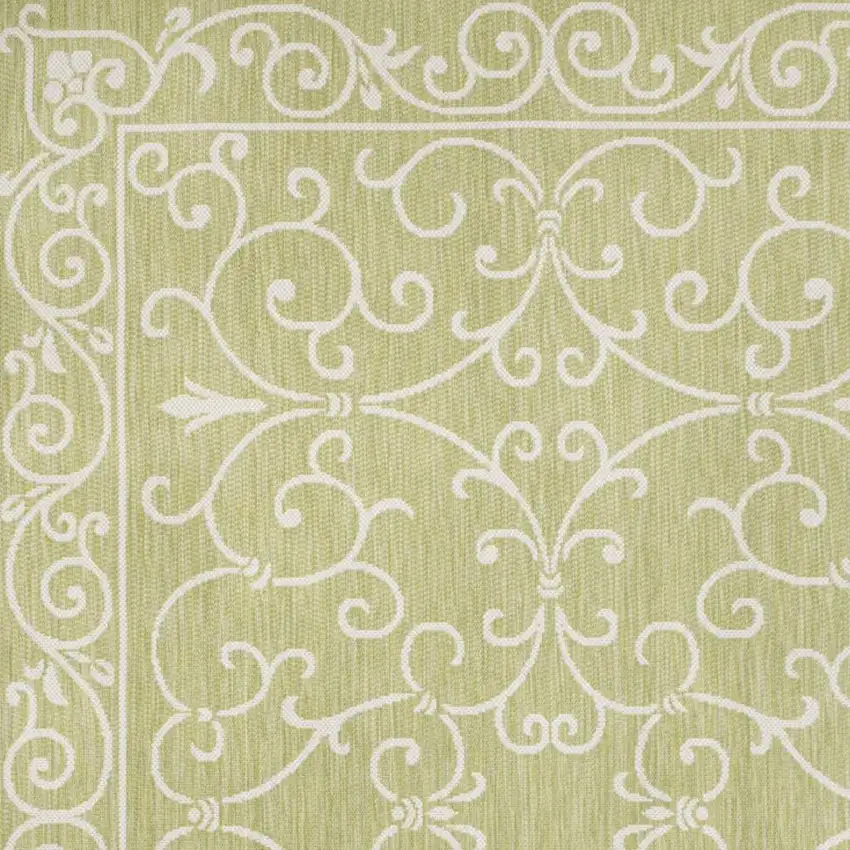 Green And Cream Medallion Indoor Outdoor Area Rug Photo 2