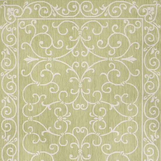 Green And Cream Medallion Indoor Outdoor Area Rug Photo 3