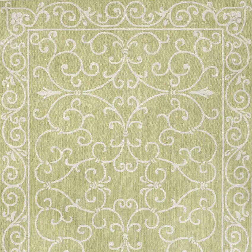 Green And Cream Medallion Indoor Outdoor Area Rug Photo 3