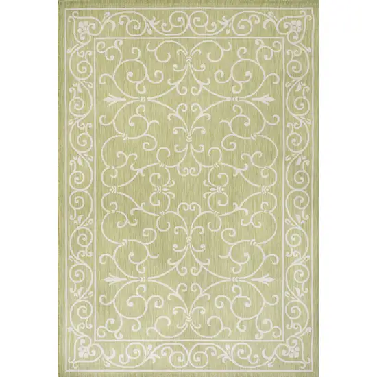 Green And Cream Medallion Indoor Outdoor Area Rug Photo 1