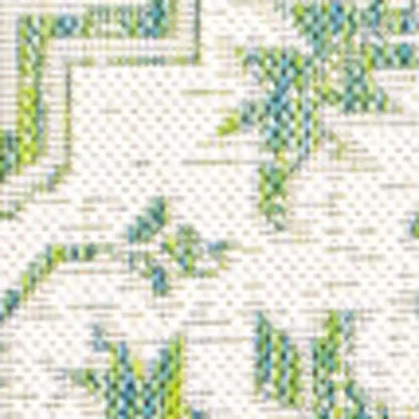 Green And Cream Medallion Indoor Outdoor Area Rug Photo 2