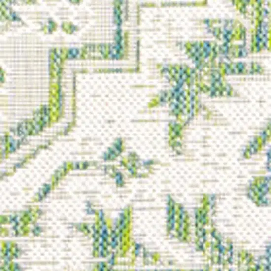 Green And Cream Medallion Indoor Outdoor Area Rug Photo 3