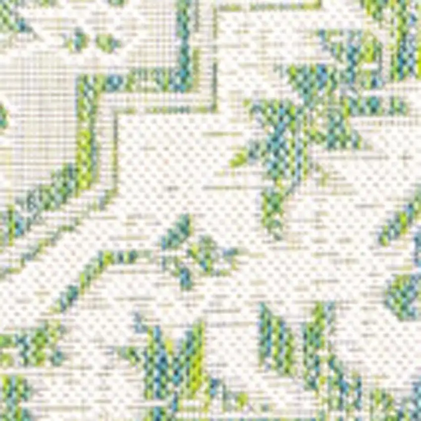 Green And Cream Medallion Indoor Outdoor Area Rug Photo 3