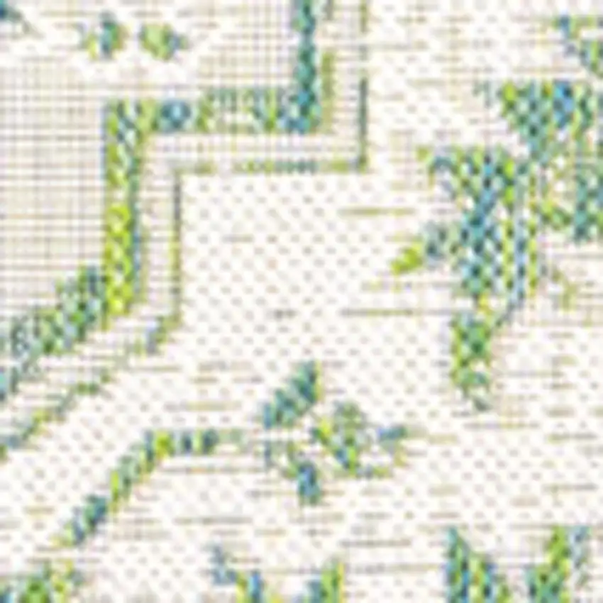 Green And Cream Medallion Indoor Outdoor Area Rug Photo 2
