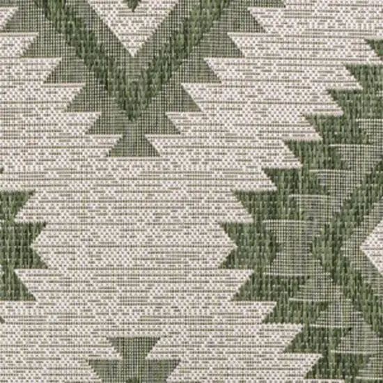 Green And Cream Moroccan Indoor Outdoor Area Rug Photo 2