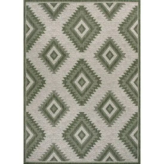 Green And Cream Moroccan Indoor Outdoor Area Rug Photo 1