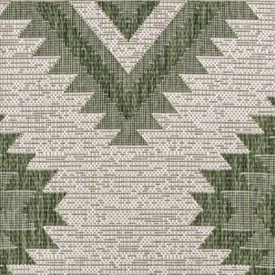 Green And Cream Moroccan Indoor Outdoor Area Rug Photo 2
