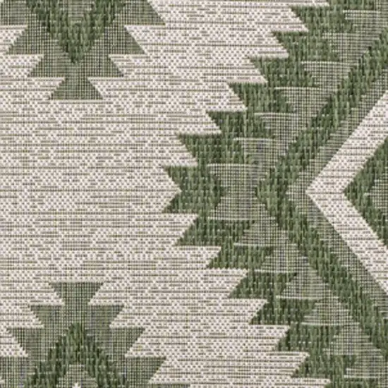 Green And Cream Moroccan Indoor Outdoor Area Rug Photo 2