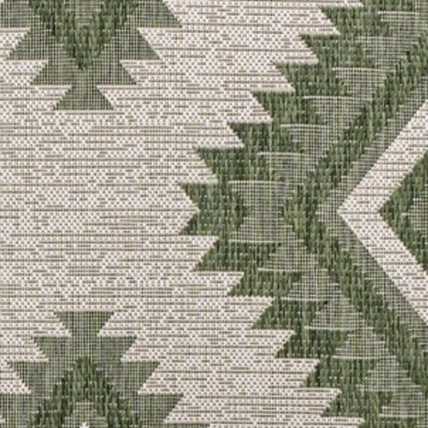 Green And Cream Moroccan Indoor Outdoor Area Rug Photo 2