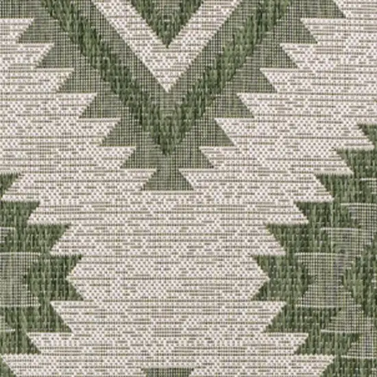 Green And Cream Moroccan Indoor Outdoor Area Rug Photo 2
