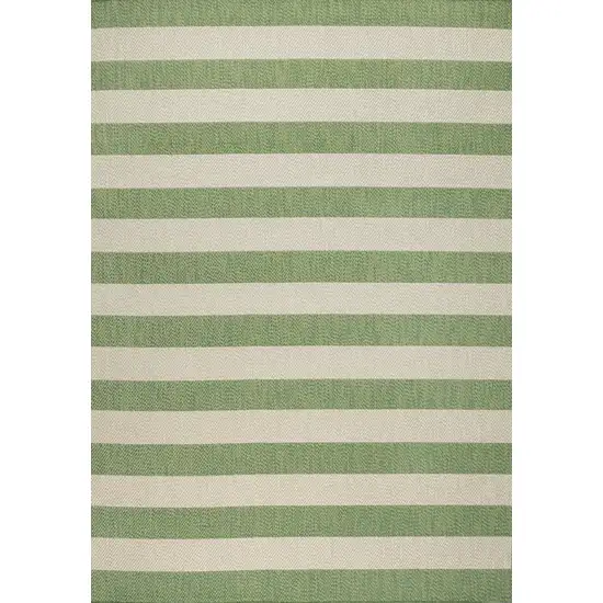 Green And Cream Striped Indoor Outdoor Area Rug Photo 1