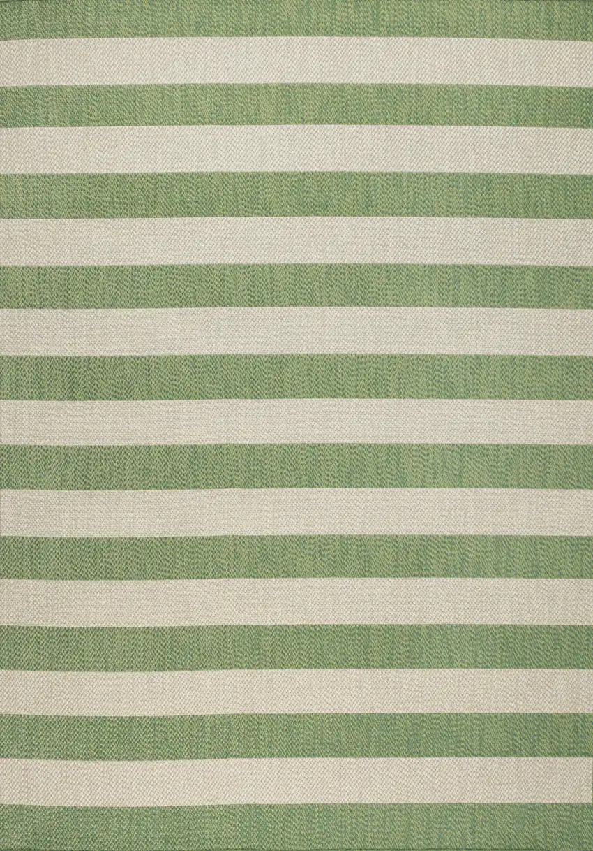 Green And Cream Striped Indoor Outdoor Area Rug Photo 1