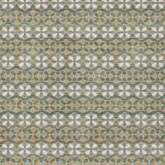 Green And Cream Striped Washable Indoor Outdoor Area Rug Photo 5