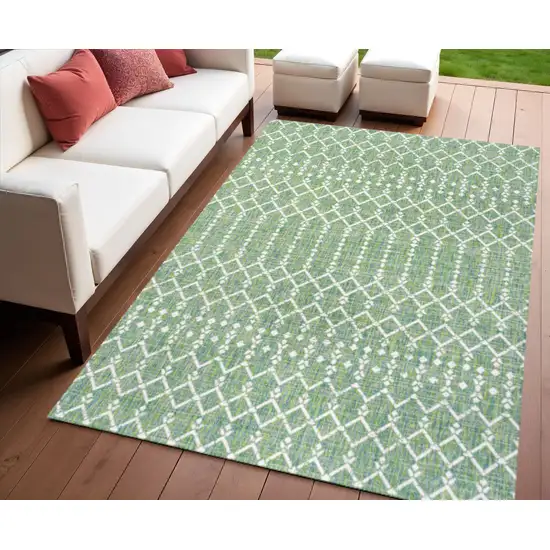 Green And Cream Trellis Indoor Outdoor Area Rug Photo 1
