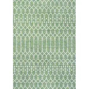Photo of Green And Cream Trellis Indoor Outdoor Area Rug